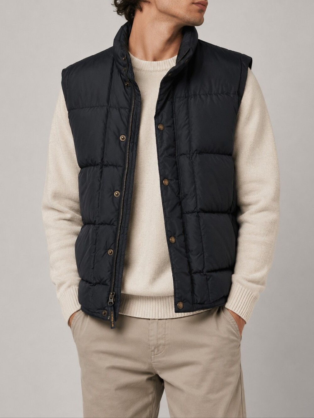 Vintage Woolrich Black Quilted Down Puffer Vest Jacket Mens Size Large